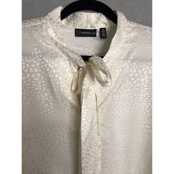 Rafaella Women's 1X Front Tie Puff Sleeve Blouse Top in Star White NEW - Picture 3 of 6